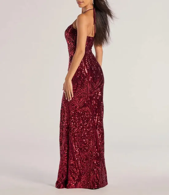 Sequined Halter Neck Sling Dress