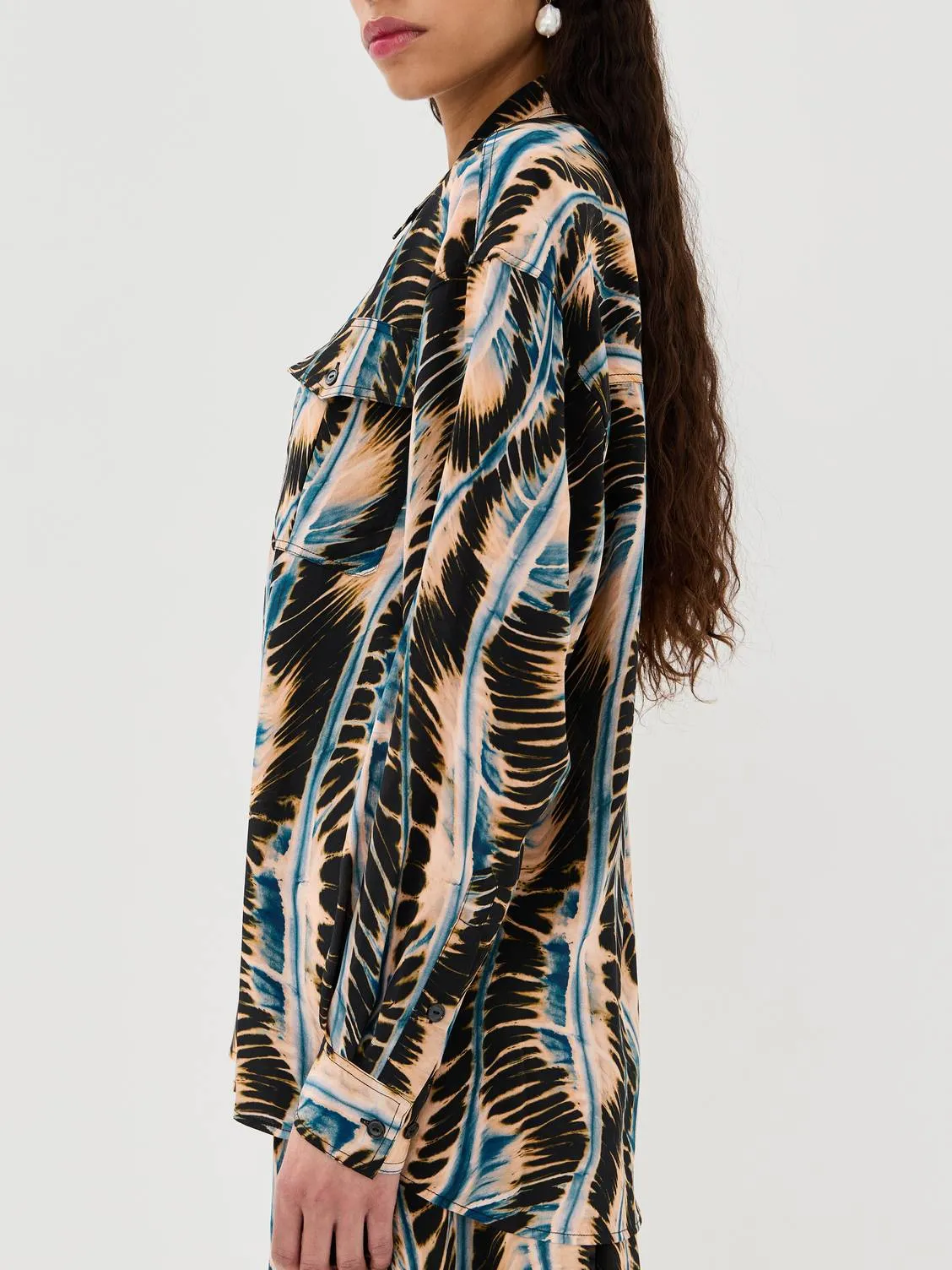 Unique Print Belted Shirt Dress