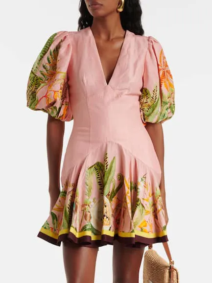 Exquisite Casual Botanical Print Mini Dress