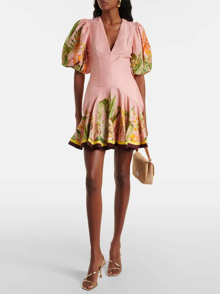 Exquisite Casual Botanical Print Mini Dress