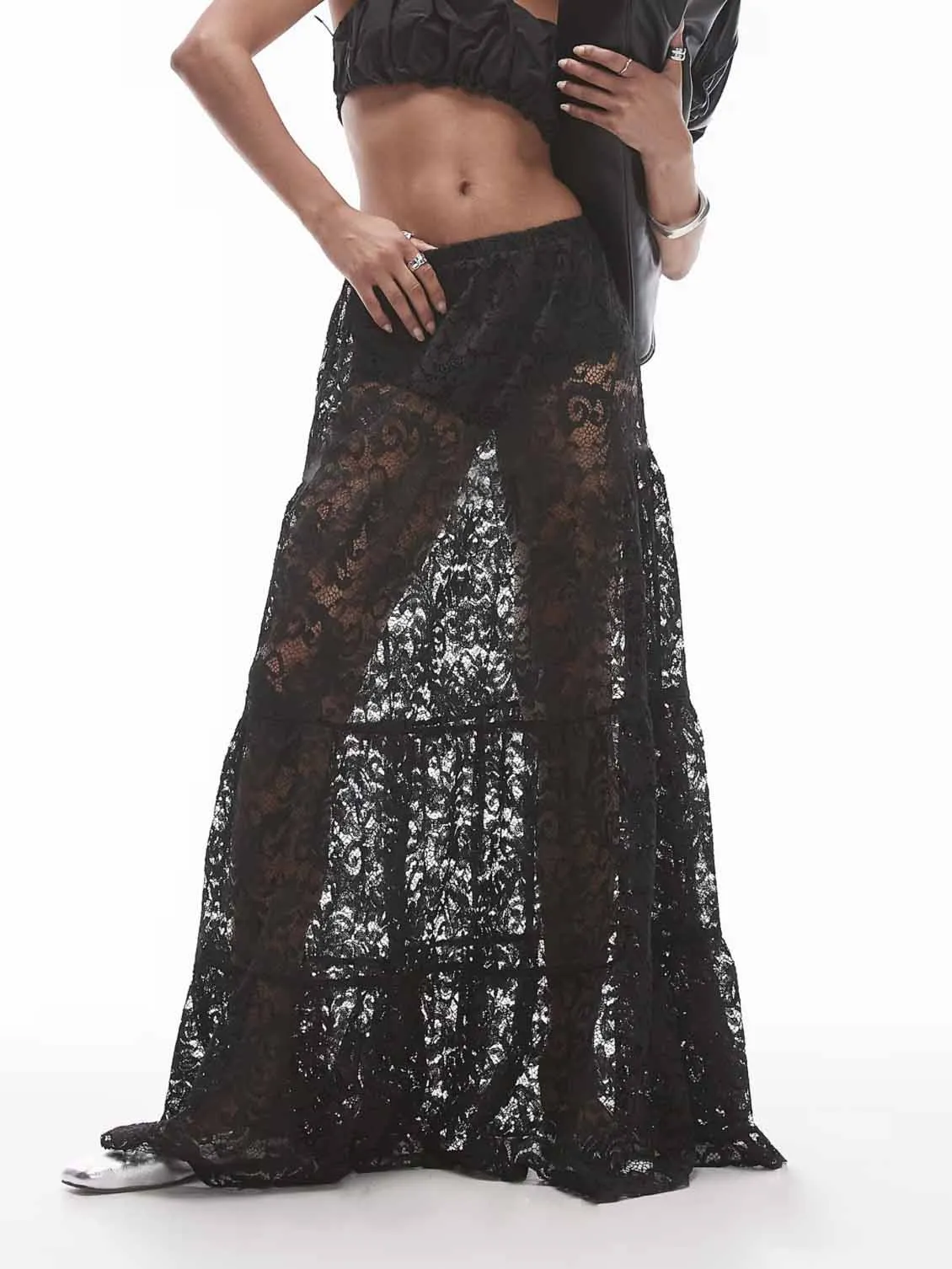 Versatile Lace Layered Sheer Skirt