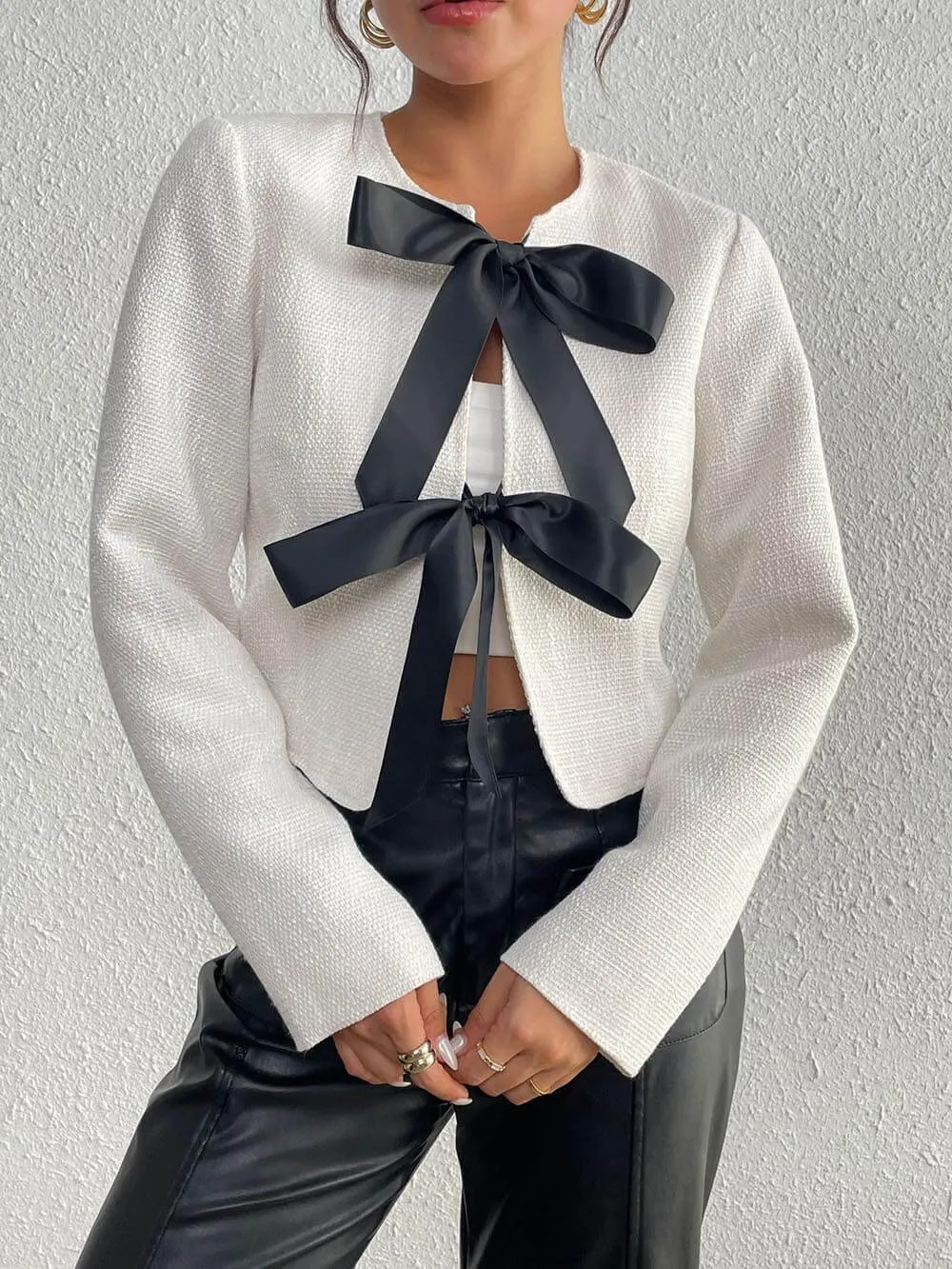 Fashion Slim Irregular Bowknot Long Sleeve Suit Jacket