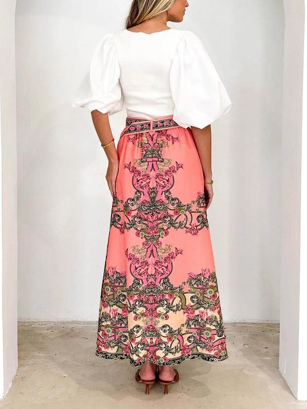 Fashionable Ethnic Print Maxi Skirt