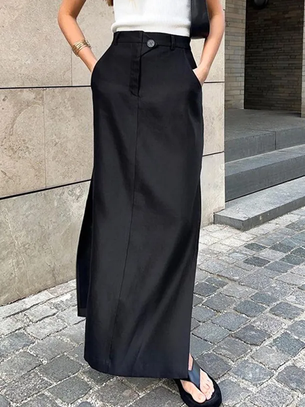 High Waist Side Slit Skirt