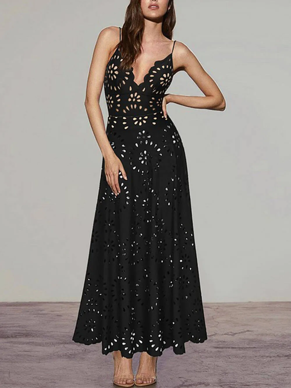 Elegant Lace Flower Hollow Maxi Skirt