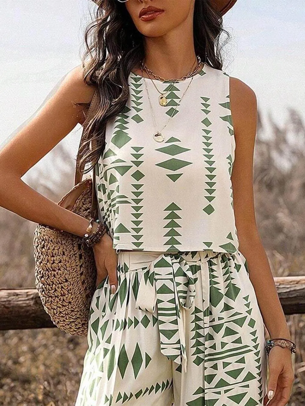Geometric Print Loose Casual Tank Top