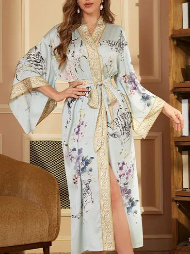 Printed Satin Nightrobe