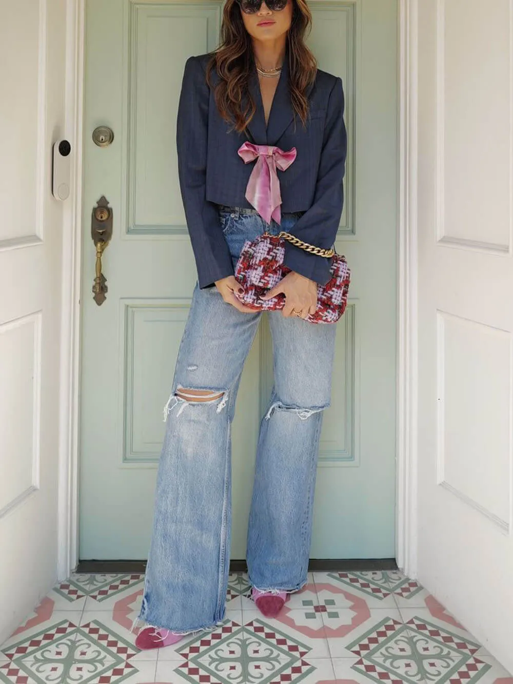 Unique Plaid Print Short Jacket Blazer