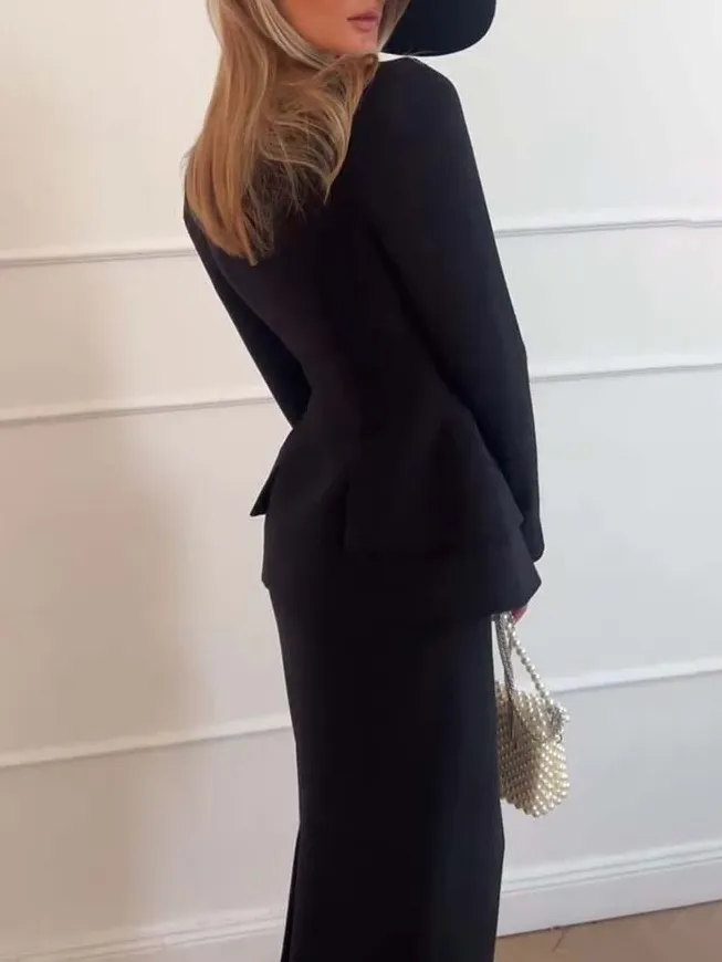 Elegant Square Collar Casual Waist Suit Jacket