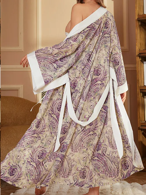 Printed Satin Nightrobe