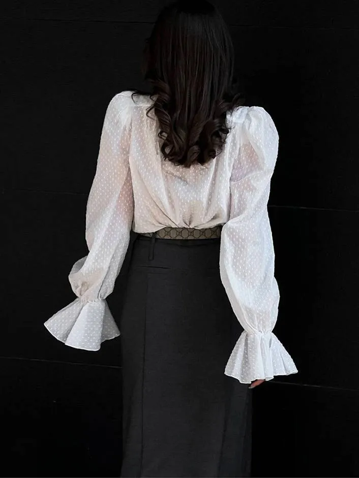 Jacquard Puff Sleeve Shirt
