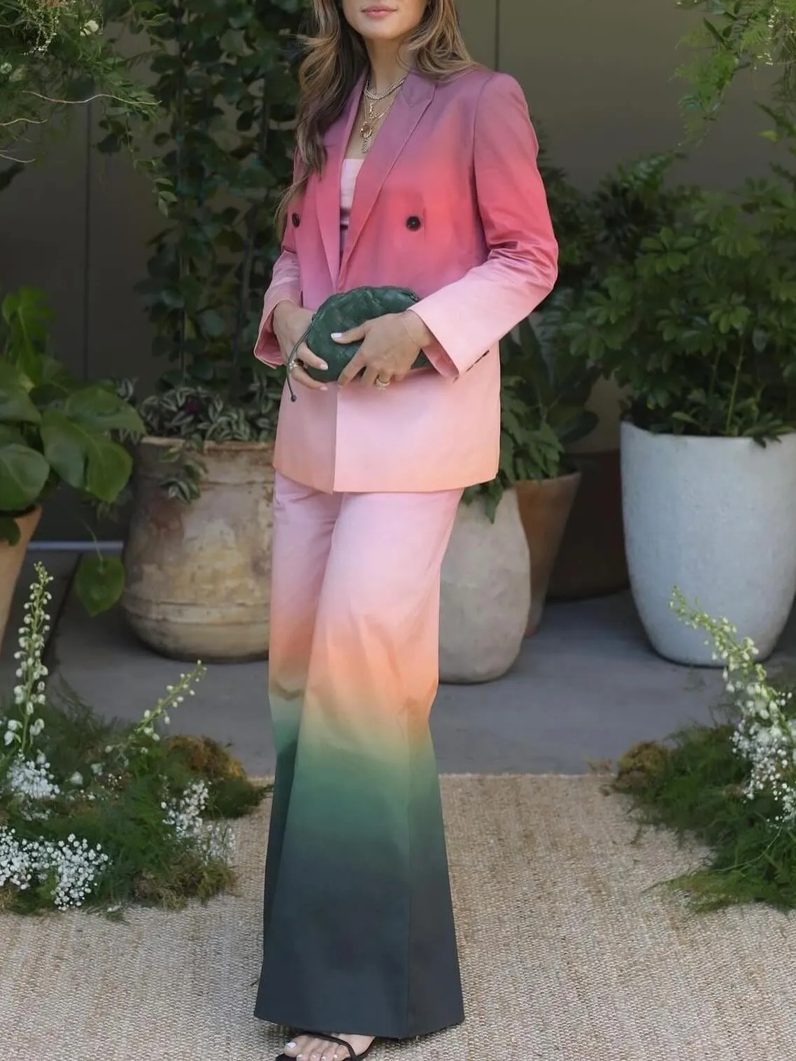 Temperament Gradient Print Suit Jacket