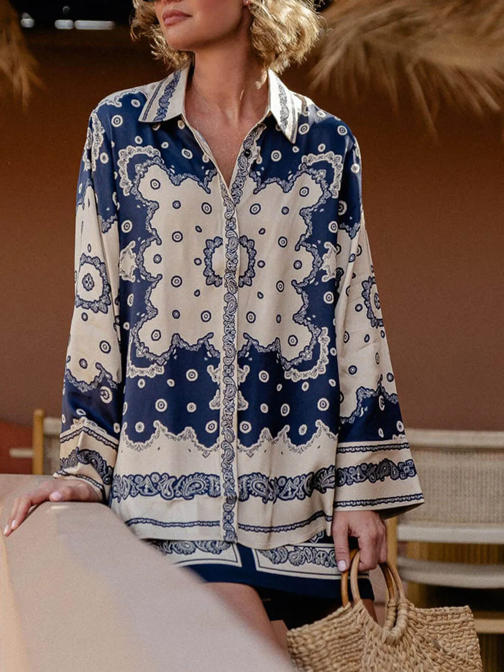 Unique Timeless Look Satin Paisley Print High Rise Mini Skirt