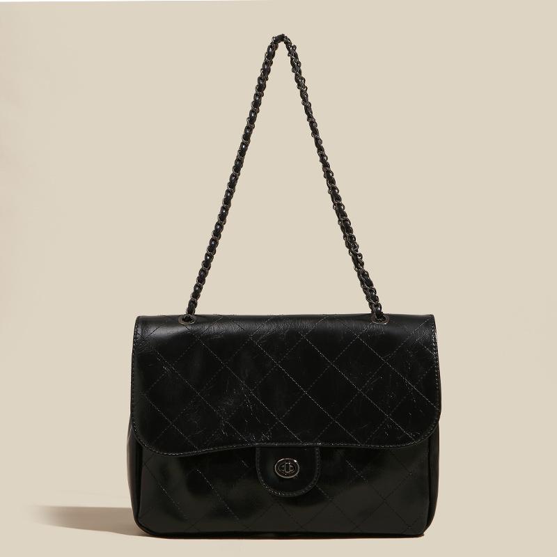 Women's Bag Diamond Chain Stray Bag Retro Large Capacity Commuter Messenger Bag Shoulder Underarm Bag
