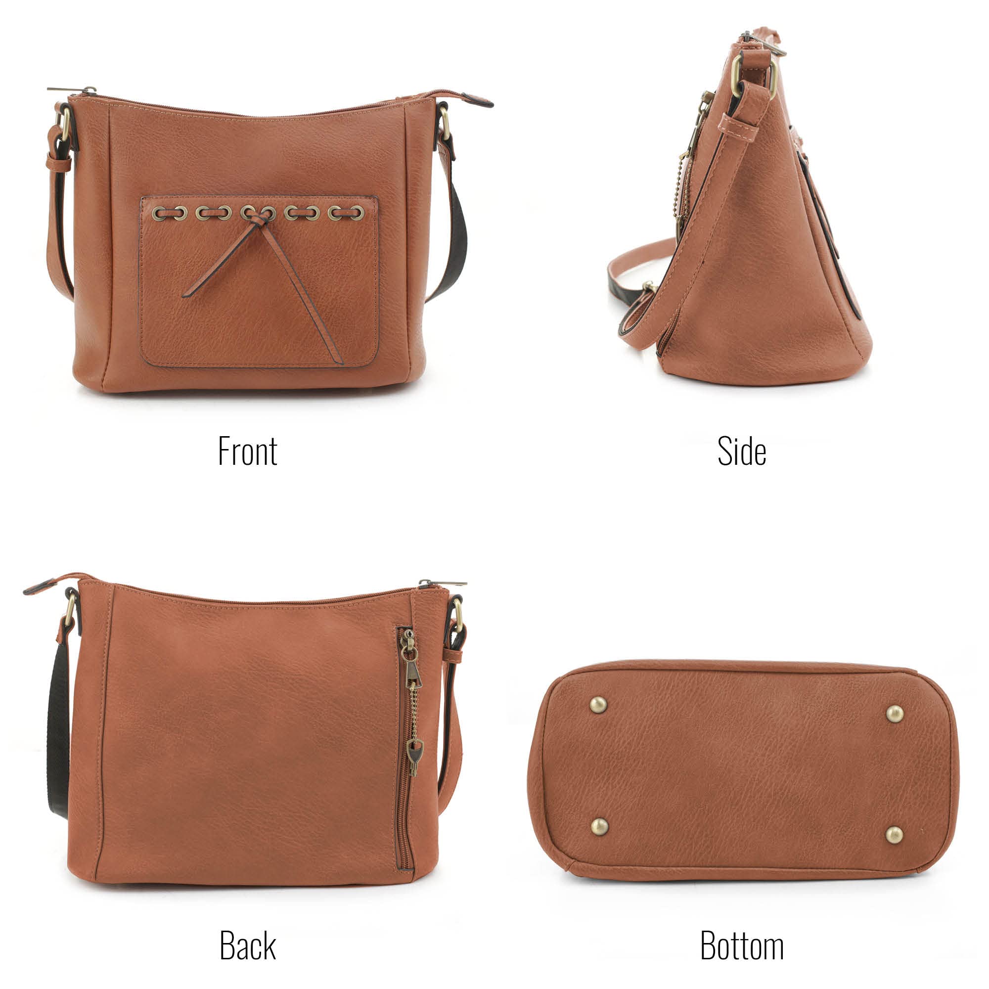 Esther Concealed Carry Crossbody Bag Gunbag Shoulder Purses For Women with Lock and Key-Tan