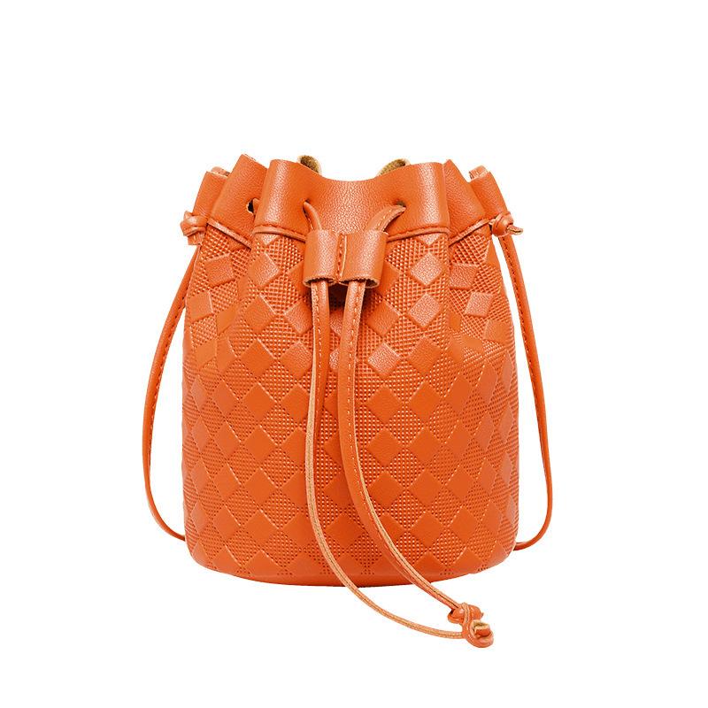 Women's Bag Fashion Woven Bucket Bag Slung Mobile Phone Bag Ladies Shoulder Bag