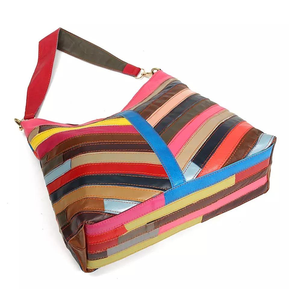 Rainbow stitching fashion trend Tote bag