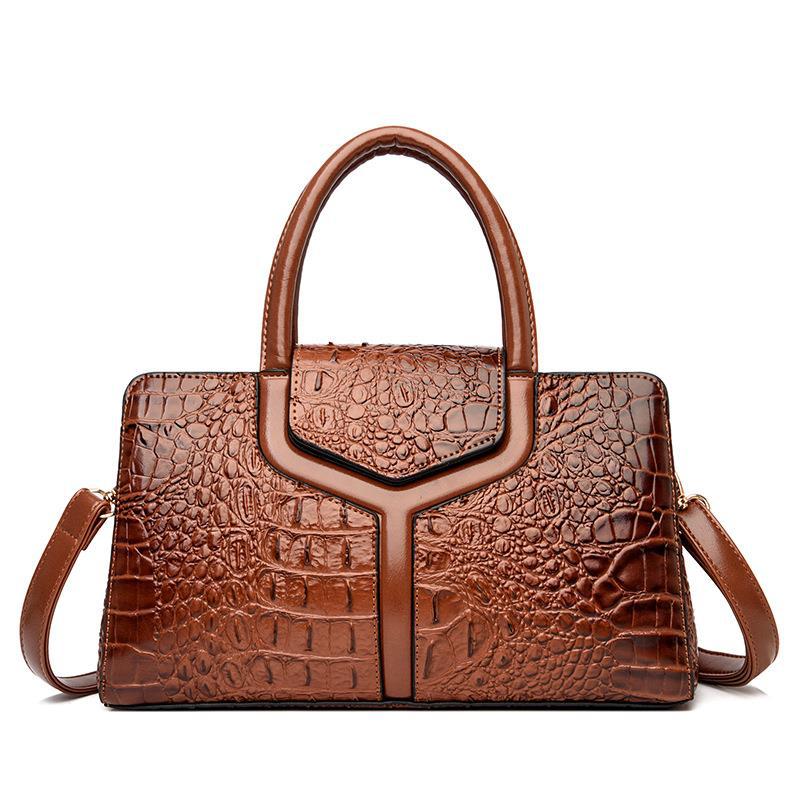 New Retro High Quality Crocodile-Print Ladies Handheld One-Shoulder Tote