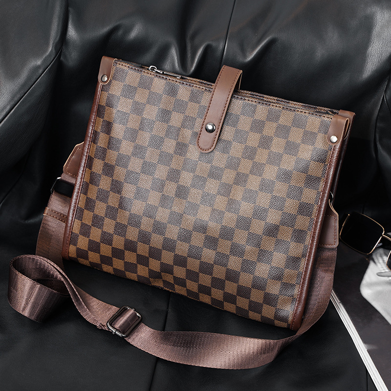 2023 New Men's Check Commuter Shoulder Crossbody Bag