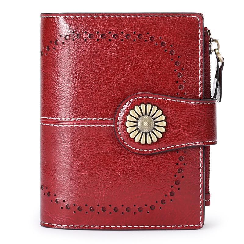Women Wallet Genuine Leather Bifold Purse