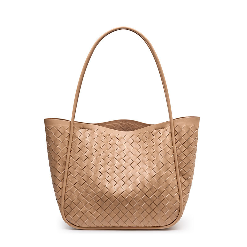 Leather Woven Single Shoulder Large Tote Bag