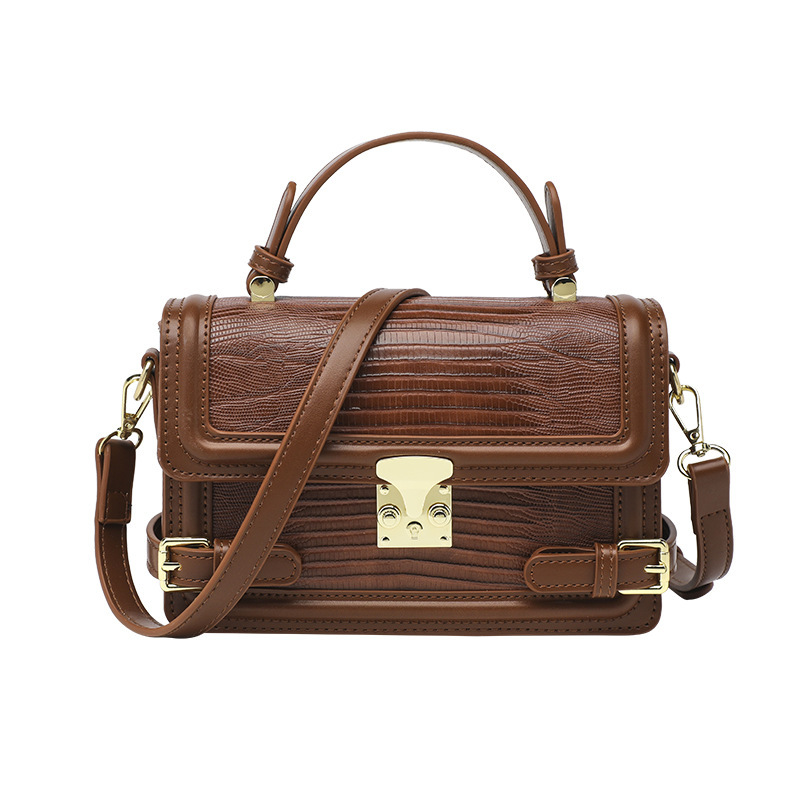 Lizard-Print Single-Shoulder Crossbody Bag