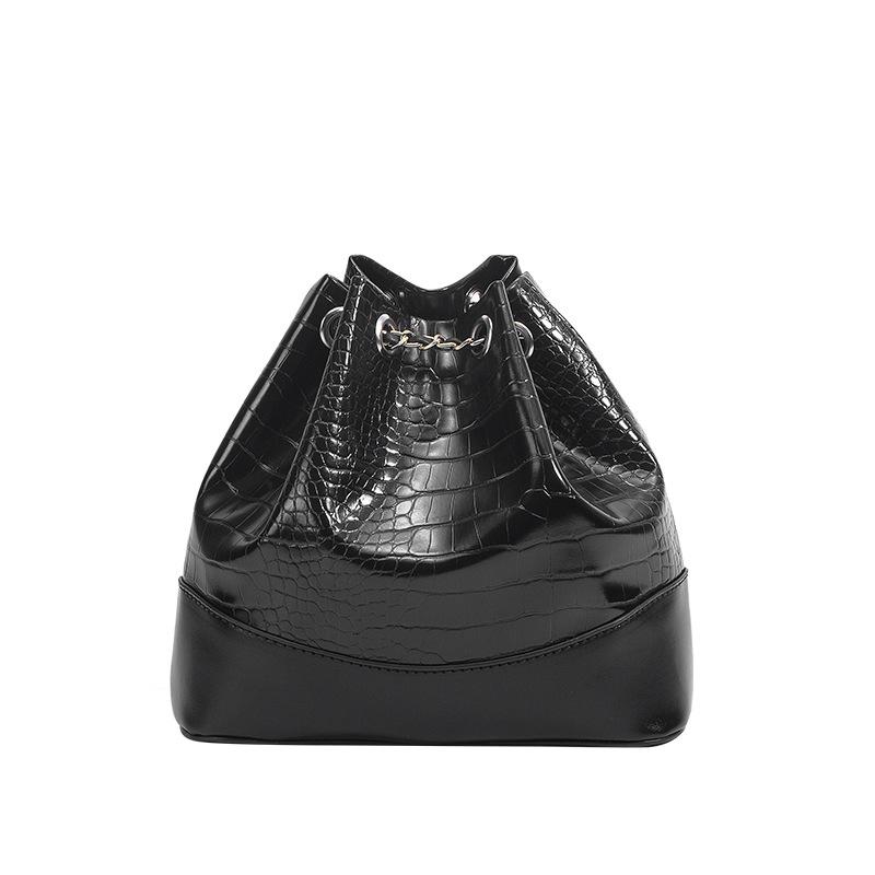 Bucket Bag Women Tide Crocodile Pattern Backpack Fashion Joker Gold And Silver Chain Shoulder Bag