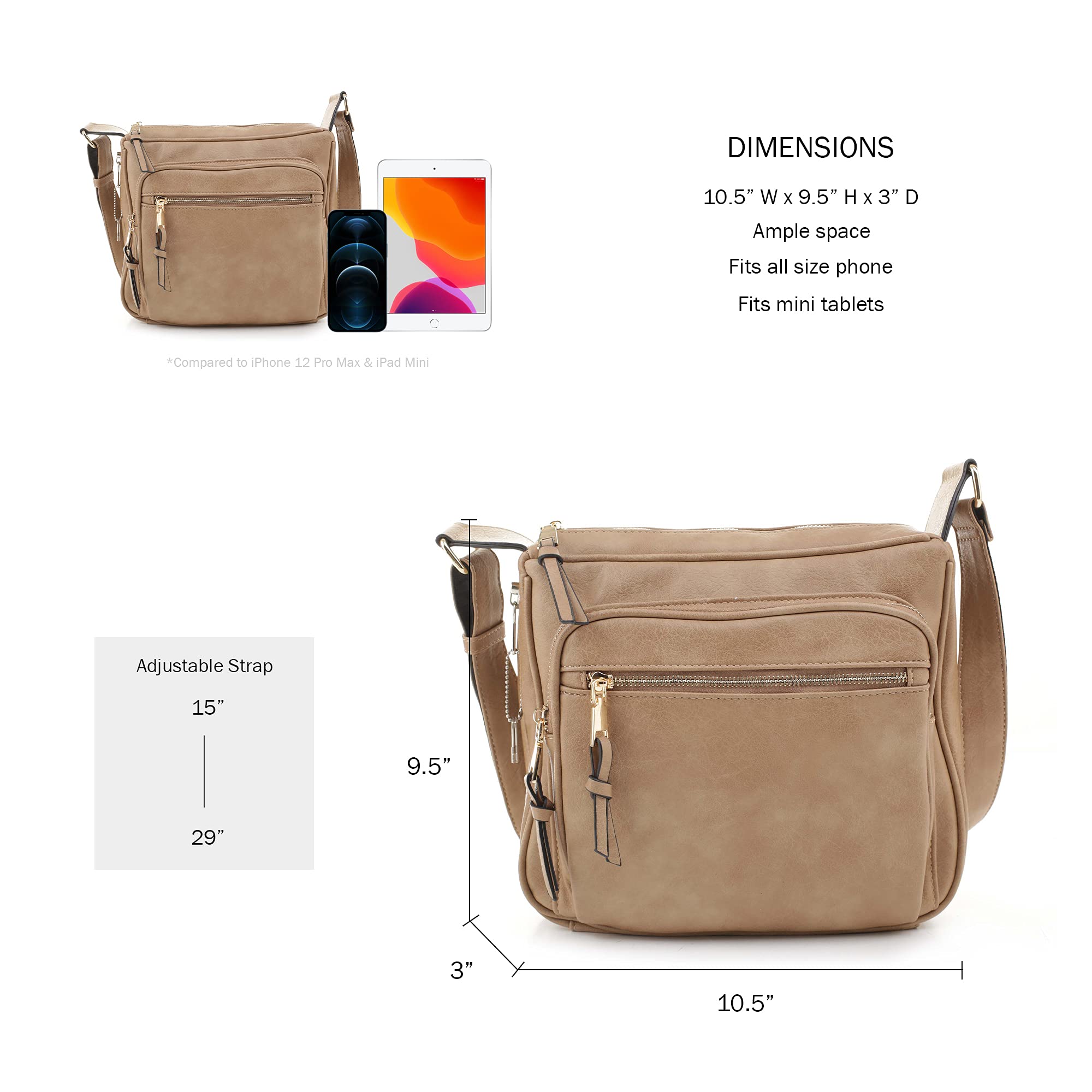 Concealed Crossbody RFID Blocking Lock Firearm Removable Holster-Taupe