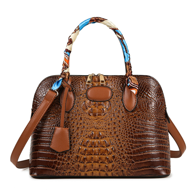 Middle-aged Mother Shell Retro Crocodile Crossbody Bag