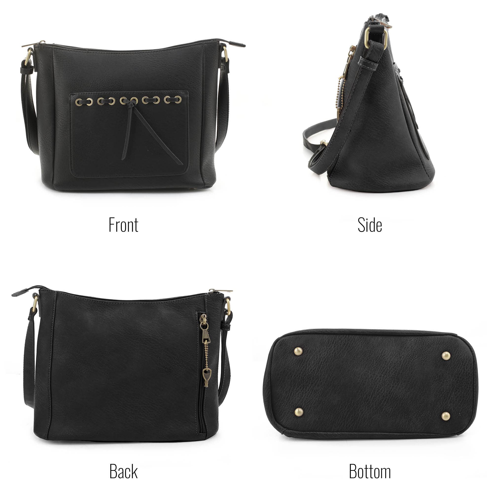 Esther Concealed Carry Crossbody Bag Gunbag Shoulder Purses For Women with Lock and Key-Black