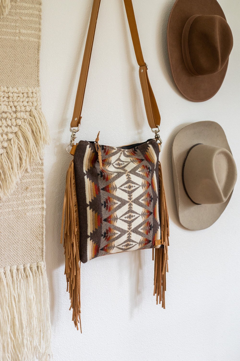 SOUTHWESTERN FRINGE BAG IN PACIFIC CREST + CARAMEL LEATHER