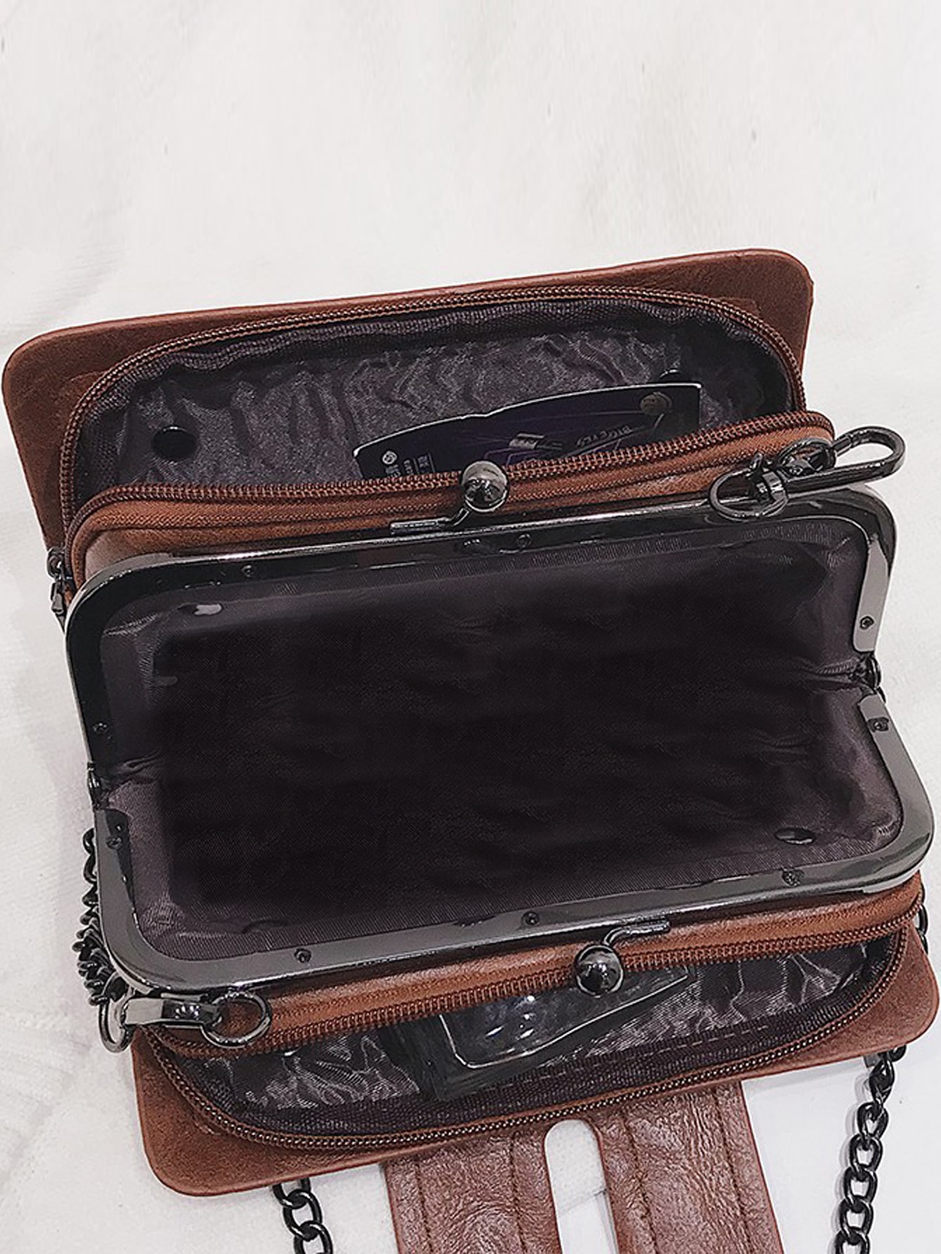 Square bag with studs and buckles