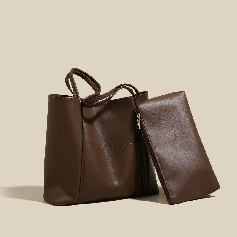 Tote Bag Women's Single Shoulder Large Capacity Soft Leather Bag Commuter Women's Bag Student Schoolbag