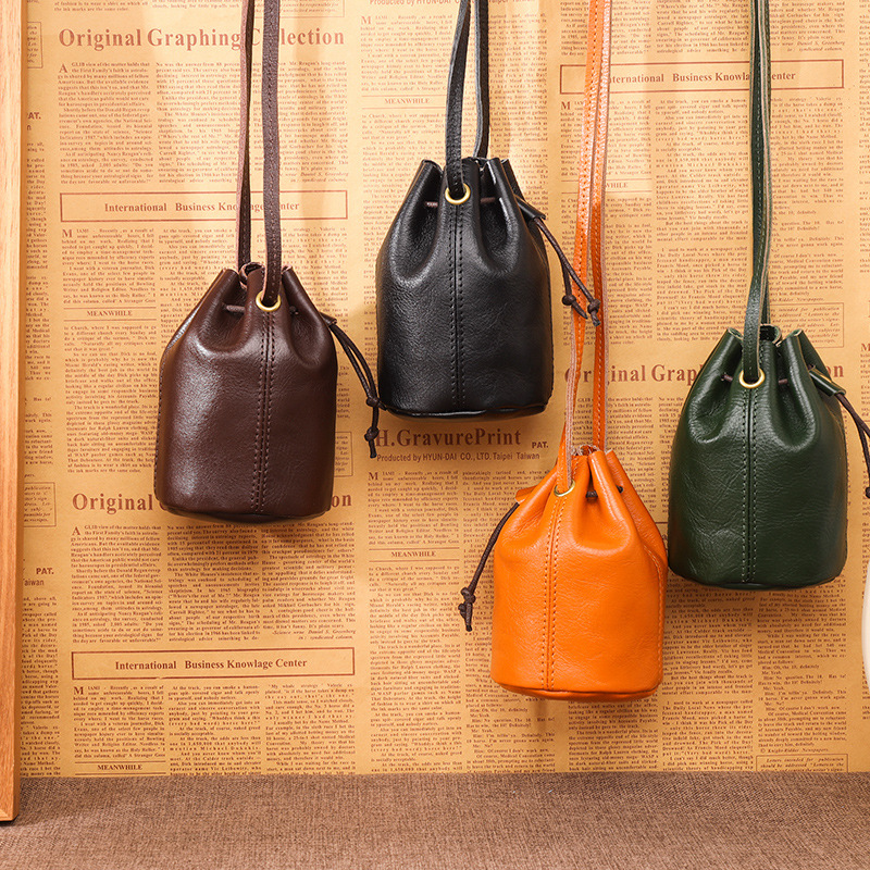 Vintage Vegetable Tanned Cowhide Bucket Bag