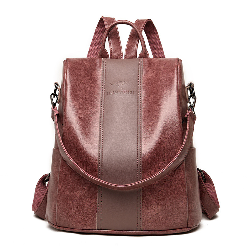 Soft Leather Backpack Large-capacity Simple Backpack