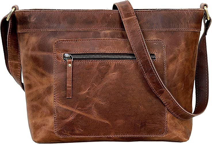 Concealed Carry Delaney Distressed Leather Crossbody Bags for Women
