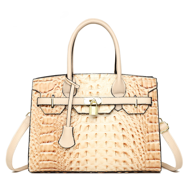 Large Vintage Crocodile Lock Handheld Single Shoulder Crossbody Mother Bag