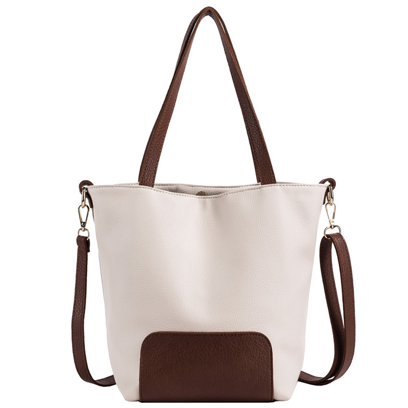 New Casual Retro Large Capacity PU Female College Tote Bag