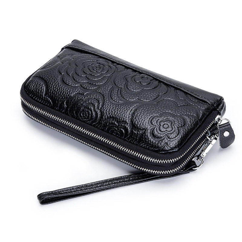 Women's Leather High Capacity Double Zip Long Wallet
