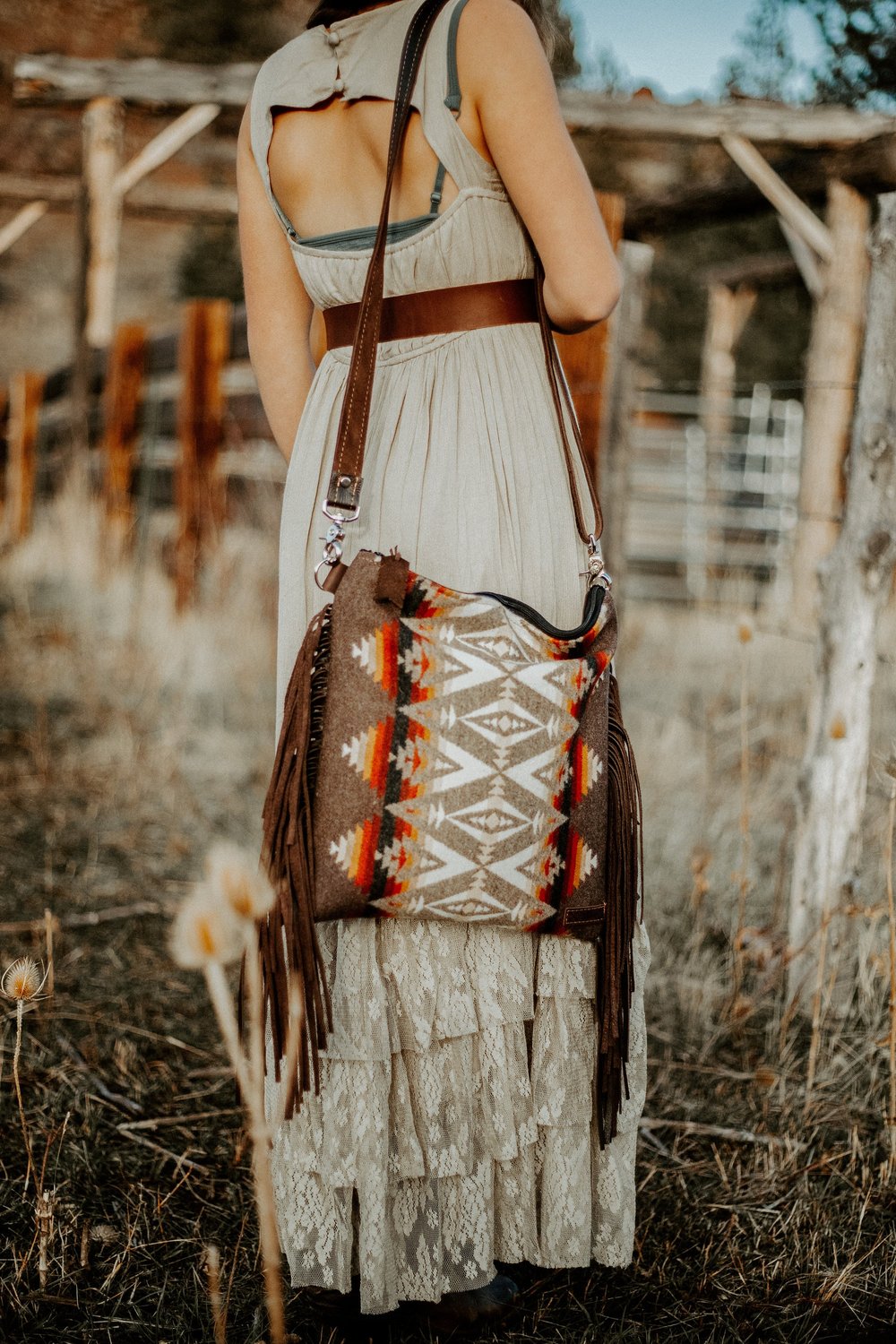 WESTERN FRINGE PURSE IN PACIFIC CREST