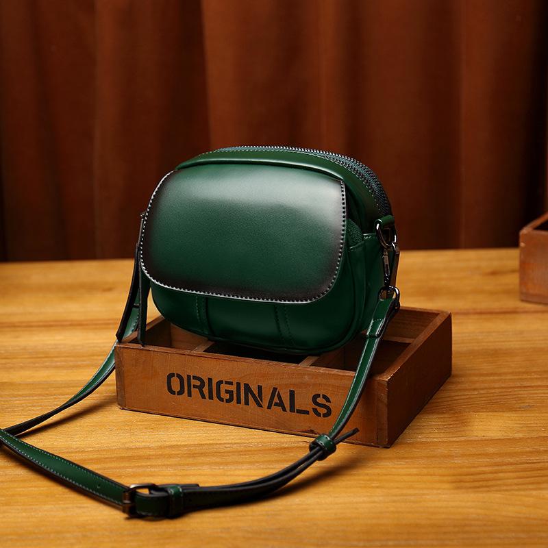 Leather retro single shoulder diagonal bag small square bag