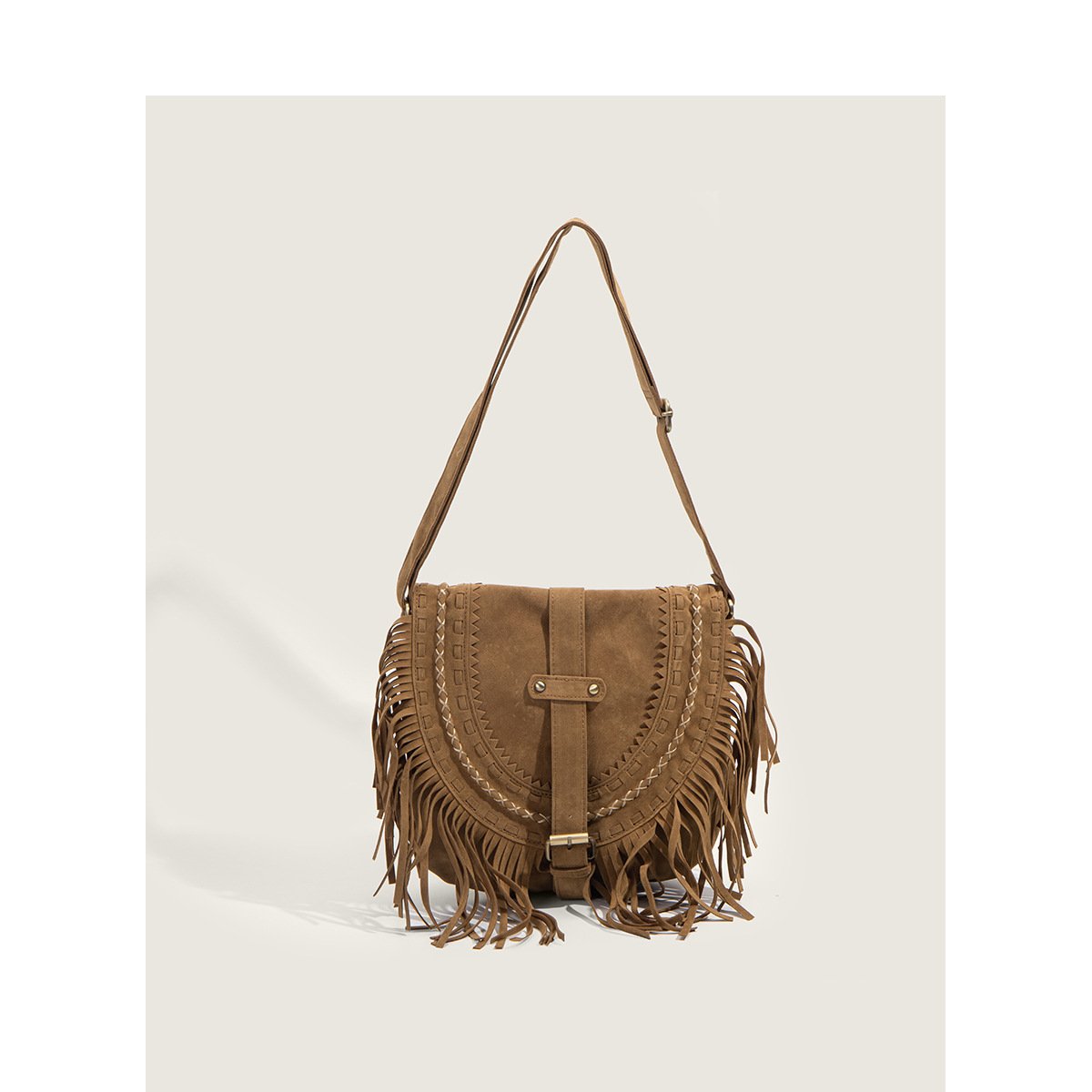 Women's Tassel Bag Women's Retro Khaki National Style Messenger Bag