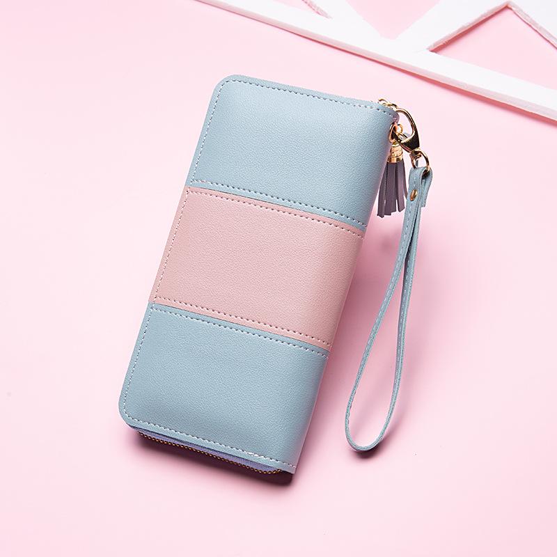 Fashion Wallet Long Girl Bag New Contrast Zipper Carry Wallet Card Bag