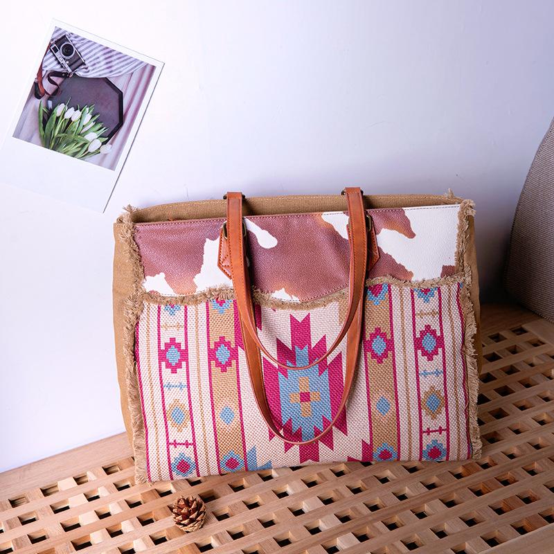 Retro canvas cotton and linen one shoulder oblique computer bag