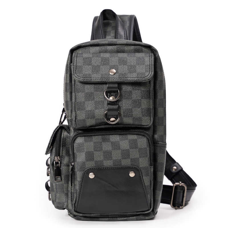 New Light Business Men Chest Back Plaid Single Shoulder Crossbody Bag