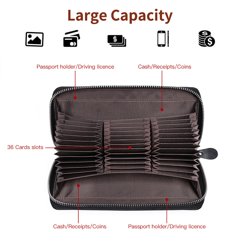 Antimagnetic Leather Zip Bag