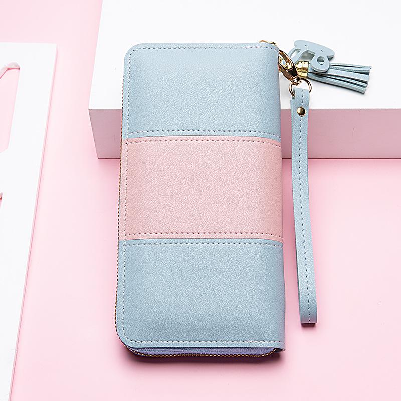 Fashion Wallet Long Girl Bag New Contrast Zipper Carry Wallet Card Bag