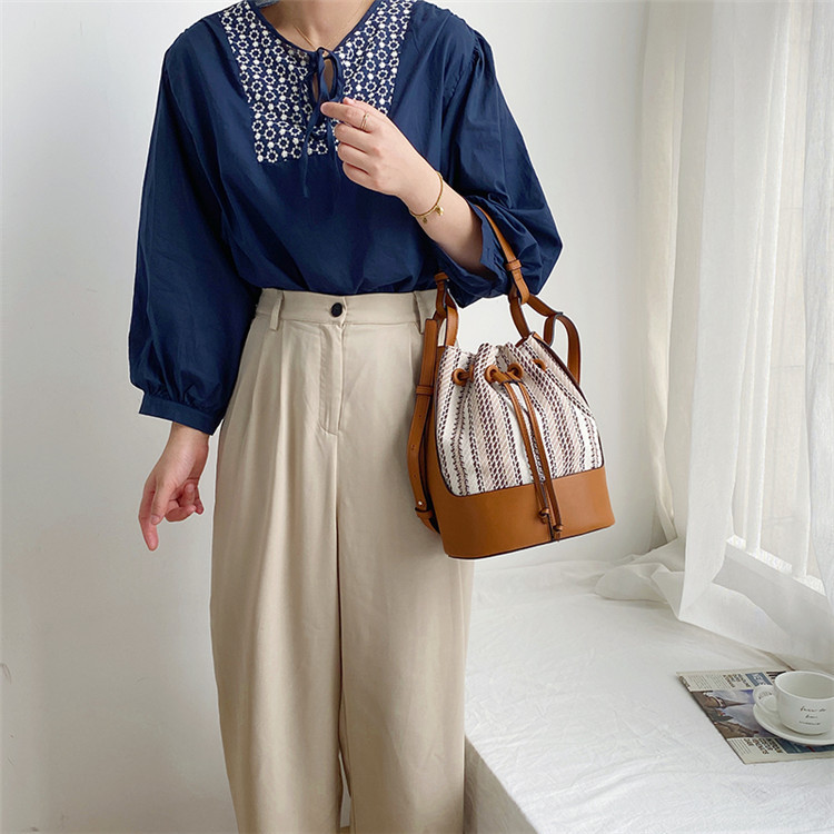 Spliced Single Shoulder Messenger Bag Trend Bucket Bag