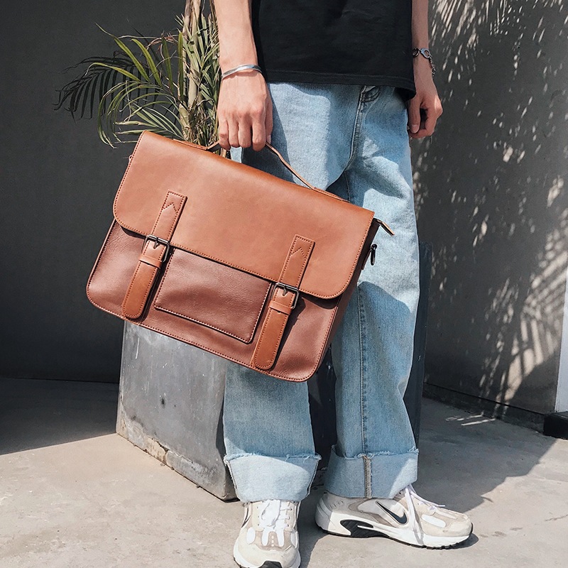 Men's Retro Fashion Casual One-shoulder Crossbody Briefcase
