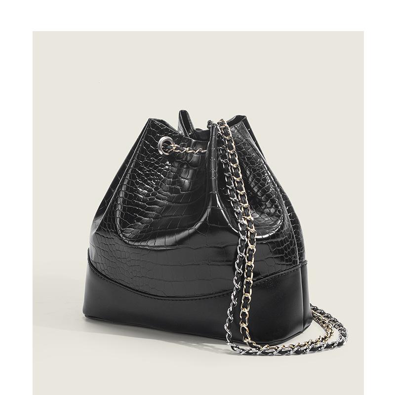 Bucket Bag Women Tide Crocodile Pattern Backpack Fashion Joker Gold And Silver Chain Shoulder Bag